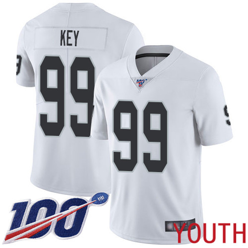 Oakland Raiders Limited White Youth Arden Key Road Jersey NFL Football #99 100th Season Vapor Untouchable Jersey